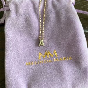 NEW Melinda Maria itty bitty “A” necklace. Gold plated CZ.